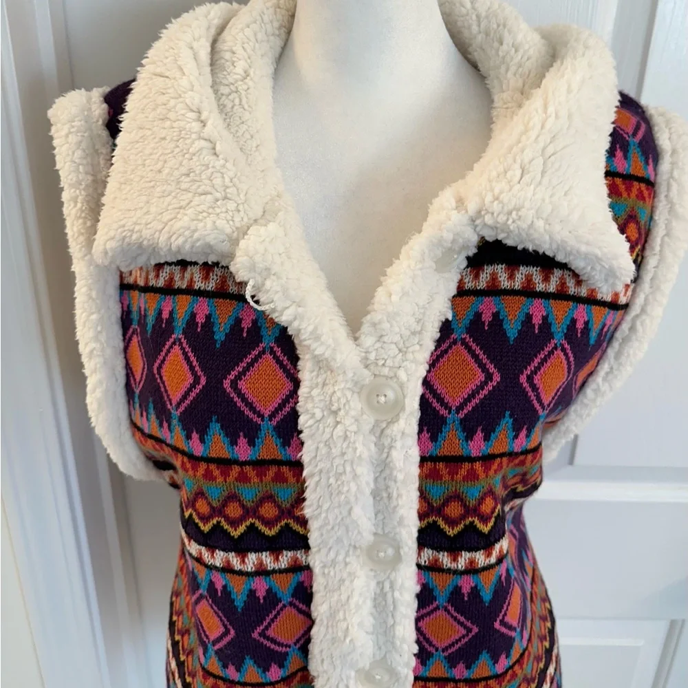 Johnny Was Yuya Sherpa Reversible Sweater Vest XL NWT $398‎